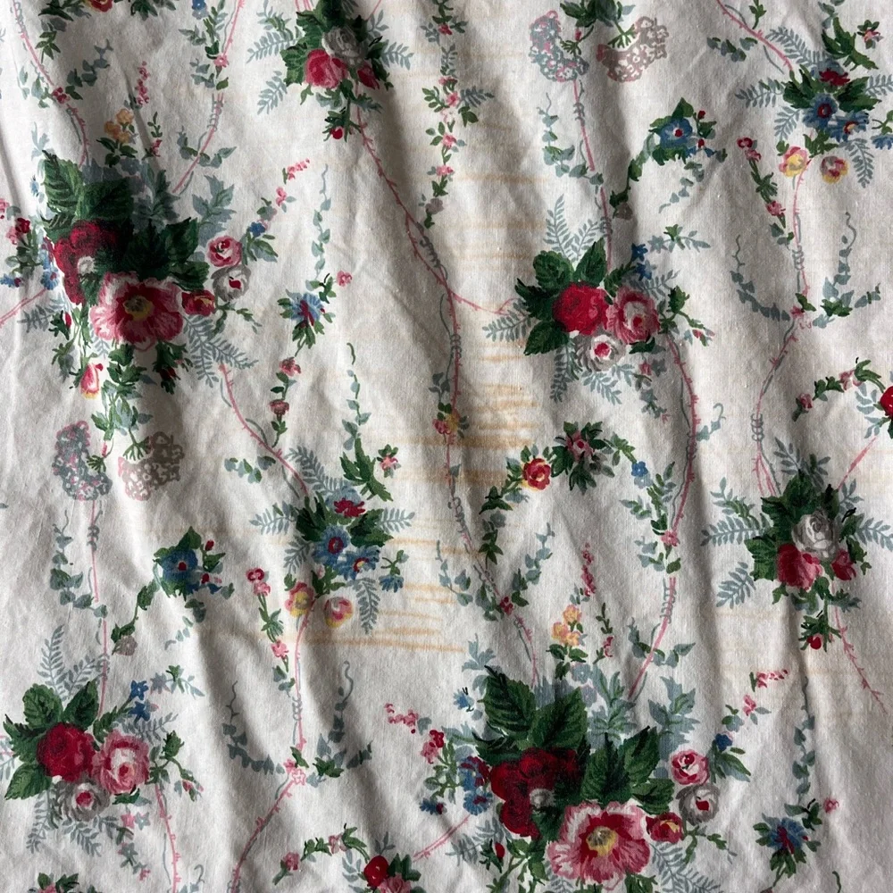 Ralph Lauren vintage Blaine Elaine floral flat sheet with ruffles size full